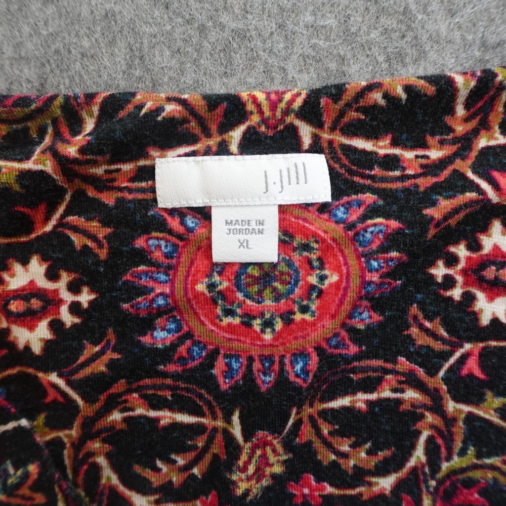 J Jill Dress Women Extra Large Red Floral Mandala Paisley Long Sleeve Knit - Picture 3 of 11